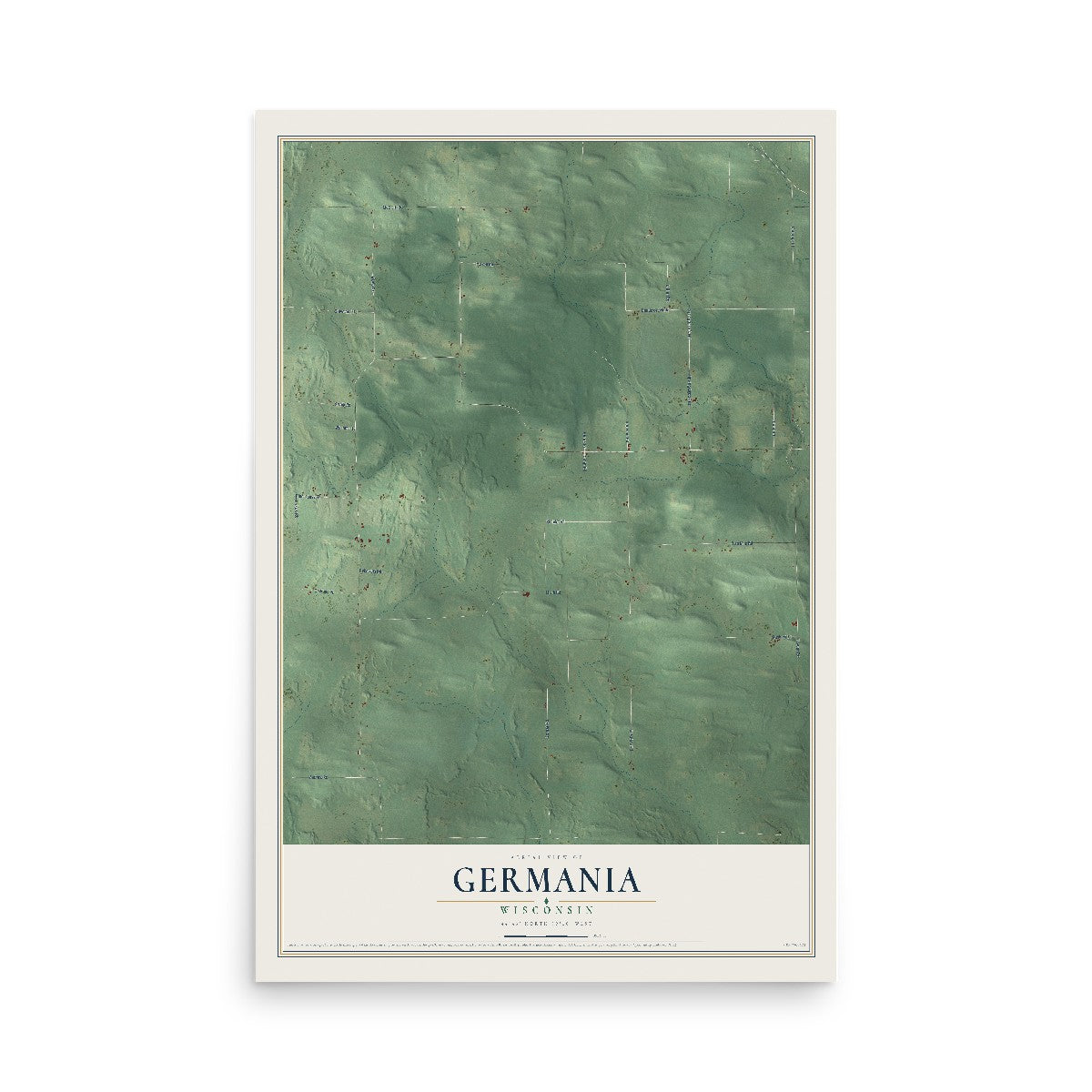 Map of Germania, Wisconsin, 12 x 18 inch unframed archival matte print