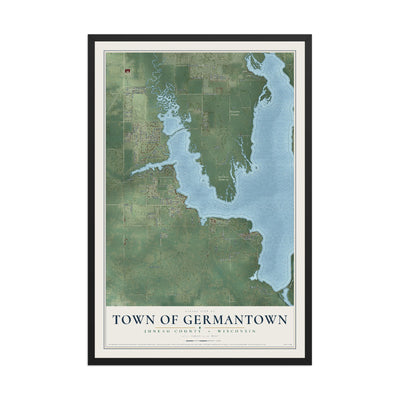 Map of the Town of Germantown, Juneau County, Wisconsin, 12 x 18 inch print in a black wood frame