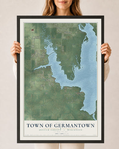 Map of the Town of Germantown, Juneau County, Wisconsin, 24 x 36 inch print in a black wood frame