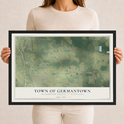 Map of the Town of Germantown, Washington County, Wisconsin, 12 x 18 inch print in a black wood frame