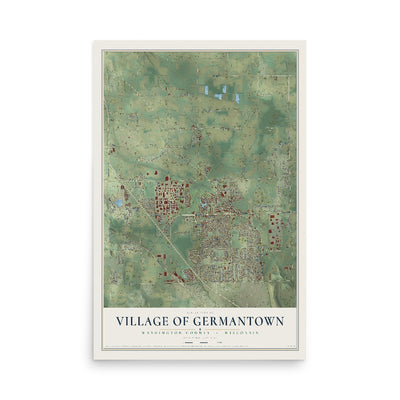 Map of Germantown, Wisconsin, 12 x 18 inch unframed archival matte print