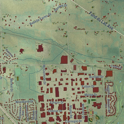 Second close-up of the map of Germantown, Wisconsin print showing more streets and buildings