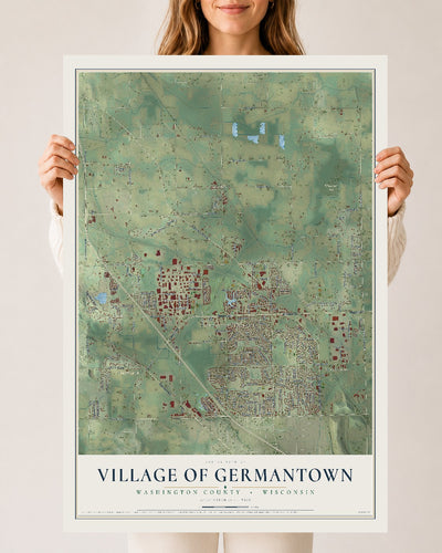 Map of Germantown, Wisconsin, 24 x 36 inch unframed archival matte print