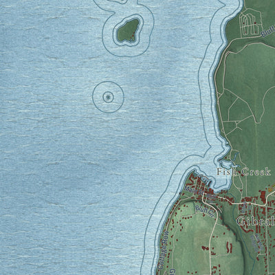 Second close-up of the map of Gibraltar, Wisconsin print showing more streets and buildings