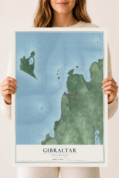 Map of Gibraltar, Wisconsin, 18 x 24 inch unframed archival matte print