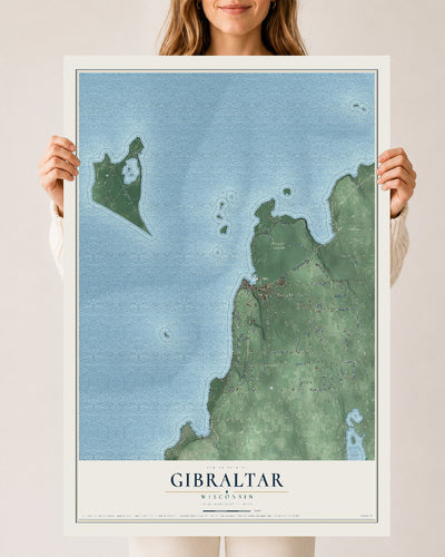 Map of Gibraltar, Wisconsin, 24 x 36 inch unframed archival matte print