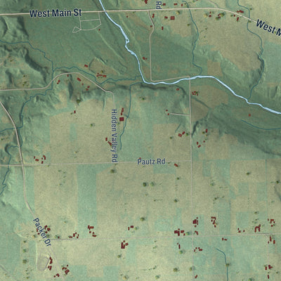 Second close-up of the map of Gibson, Wisconsin print showing more streets and buildings