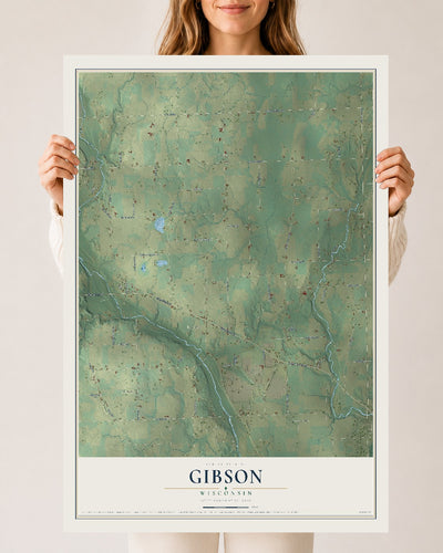 Map of Gibson, Wisconsin, 24 x 36 inch unframed archival matte print