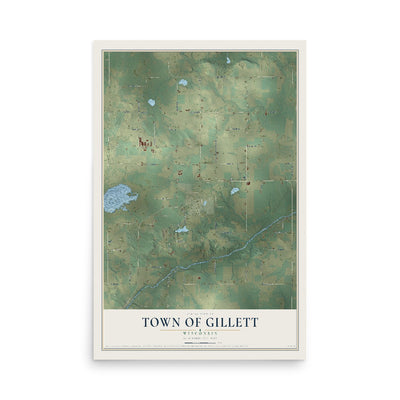 Map of the Town of Gillett, Wisconsin, 12 x 18 inch unframed archival matte print