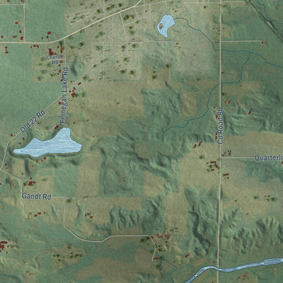 Second close-up of the map of the Town of Gillett, Wisconsin print showing more streets and buildings