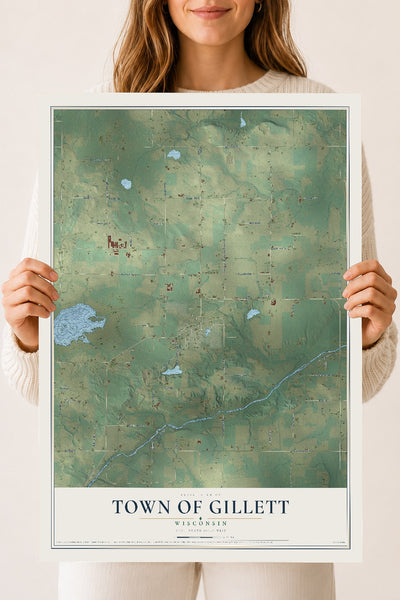 Map of the Town of Gillett, Wisconsin, 18 x 24 inch unframed archival matte print
