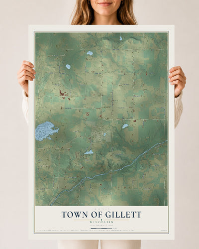 Map of the Town of Gillett, Wisconsin, 24 x 36 inch unframed archival matte print