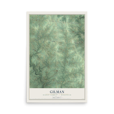 Map of Gilman, Pierce County, Wisconsin, 12 x 18 inch unframed archival matte print