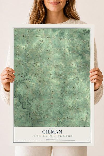 Map of Gilman, Pierce County, Wisconsin, 18 x 24 inch unframed archival matte print