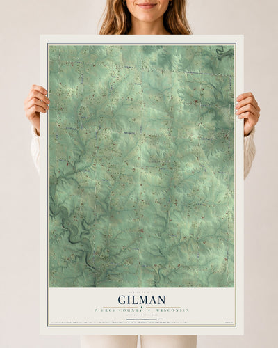 Map of Gilman, Pierce County, Wisconsin, 24 x 36 inch unframed archival matte print