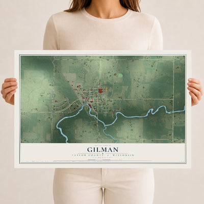 Map of Gilman, Taylor County, Wisconsin, 12 x 18 inch unframed archival matte print