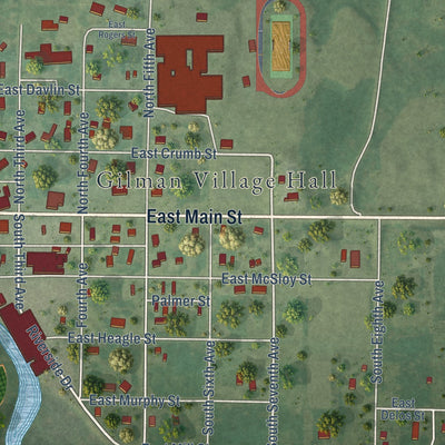 Close-up of the map of Gilman, Taylor County, Wisconsin print showing street and building detail