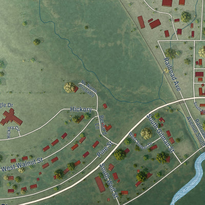 Second close-up of the map of Gilman, Taylor County, Wisconsin print showing more streets and buildings
