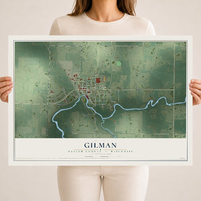 Map of Gilman, Taylor County, Wisconsin, 18 x 24 inch unframed archival matte print