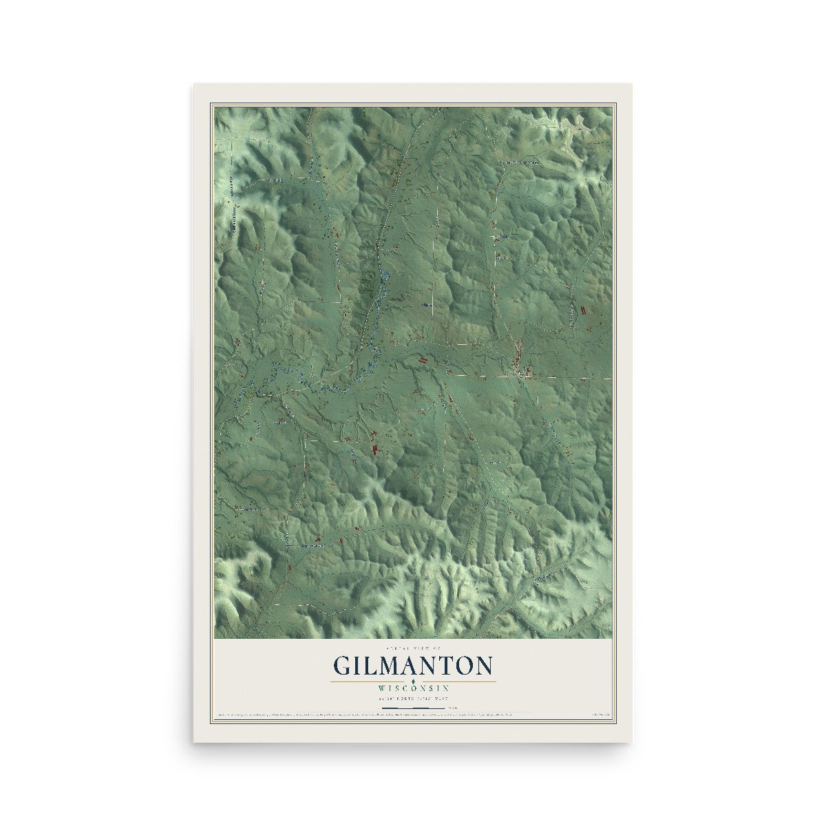 Map of Gilmanton, Wisconsin, 12 x 18 inch unframed archival matte print
