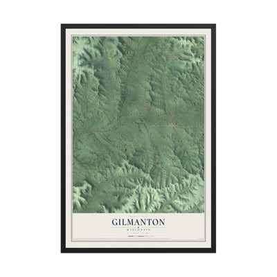 Map of Gilmanton, Wisconsin, 12 x 18 inch print in a black wood frame