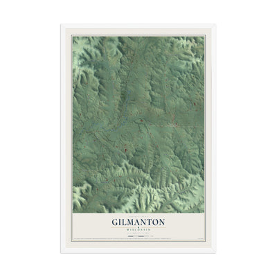 Map of Gilmanton, Wisconsin, 12 x 18 inch print in a white wood frame