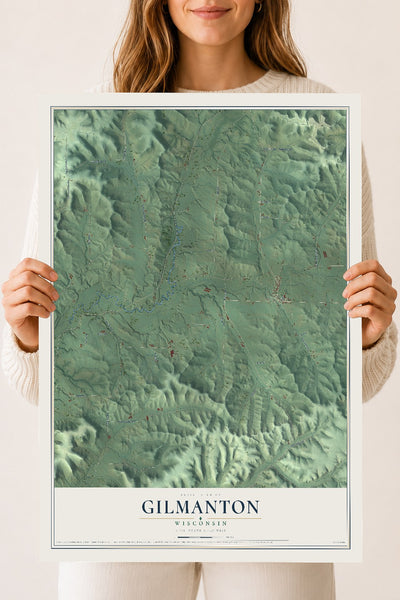 Map of Gilmanton, Wisconsin, 18 x 24 inch unframed archival matte print