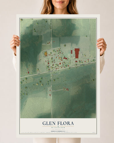 Map of Glen Flora, Wisconsin, 24 x 36 inch unframed archival matte print