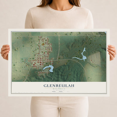 Map of Glenbeulah, Wisconsin, 12 x 18 inch unframed archival matte print