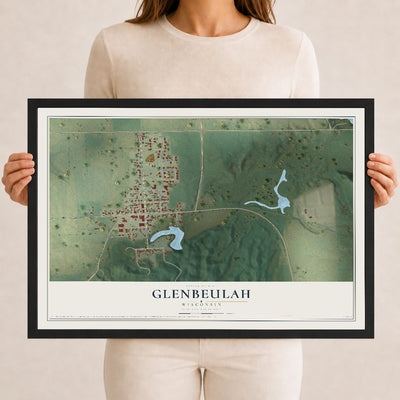 Map of Glenbeulah, Wisconsin, 12 x 18 inch print in a black wood frame