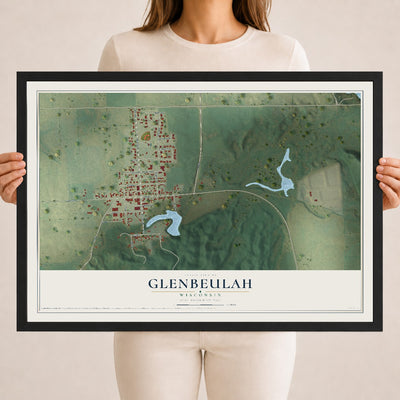 Map of Glenbeulah, Wisconsin, 18 x 24 inch print in a black wood frame
