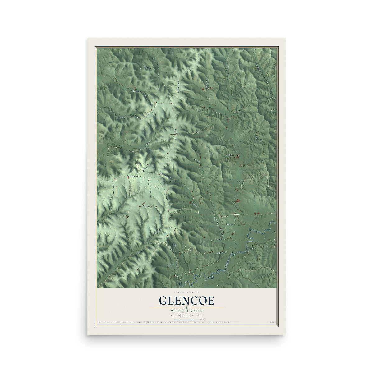 Map of Glencoe, Wisconsin, 12 x 18 inch unframed archival matte print