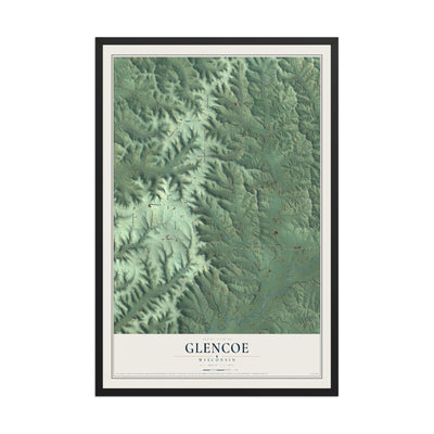 Map of Glencoe, Wisconsin, 12 x 18 inch print in a black wood frame