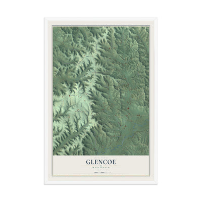 Map of Glencoe, Wisconsin, 12 x 18 inch print in a white wood frame