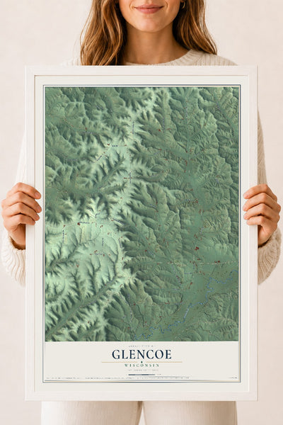 Map of Glencoe, Wisconsin, 18 x 24 inch print in a white wood frame