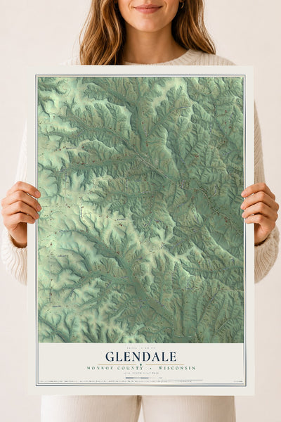 Map of Glendale, Monroe County, Wisconsin, 18 x 24 inch unframed archival matte print