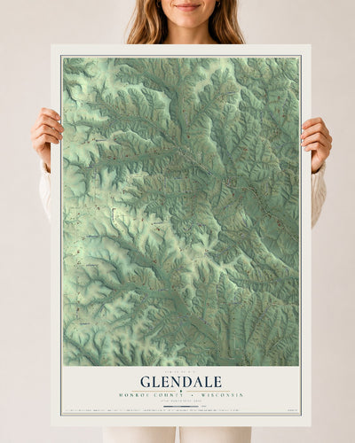 Map of Glendale, Monroe County, Wisconsin, 24 x 36 inch unframed archival matte print