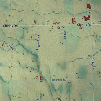 Close-up of the map of Glenmore, Wisconsin print showing street and building detail