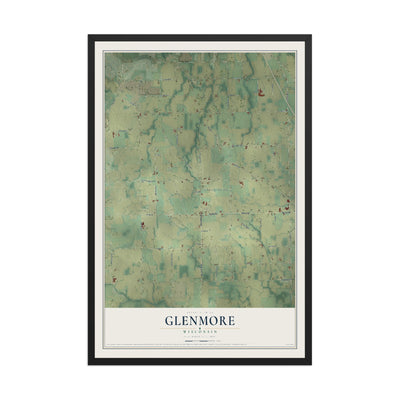 Map of Glenmore, Wisconsin, 12 x 18 inch print in a black wood frame