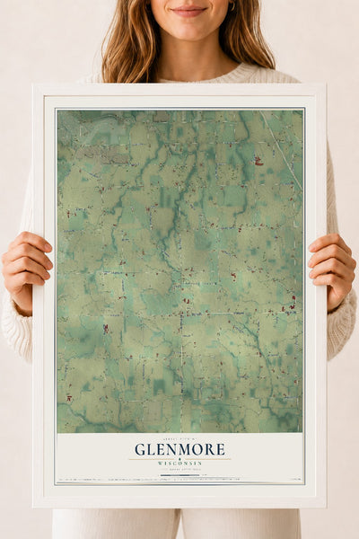 Map of Glenmore, Wisconsin, 18 x 24 inch print in a white wood frame