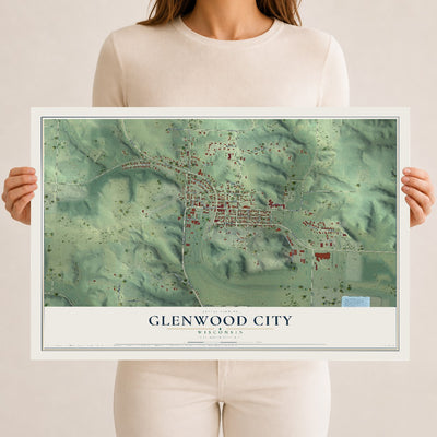 Map of Glenwood City, Wisconsin, 12 x 18 inch unframed archival matte print