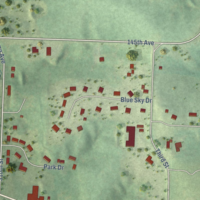 Second close-up of the map of Glenwood City, Wisconsin print showing more streets and buildings