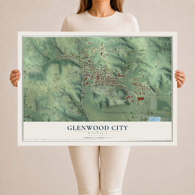 Map of Glenwood City, Wisconsin, 24 x 36 inch unframed archival matte print