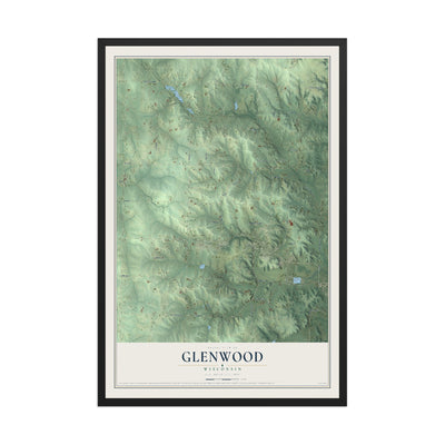 Map of Glenwood, Wisconsin, 12 x 18 inch print in a black wood frame