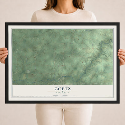 Map of Goetz, Wisconsin, 18 x 24 inch print in a black wood frame