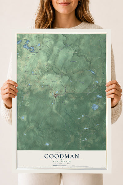 Map of Goodman, Wisconsin, 18 x 24 inch unframed archival matte print