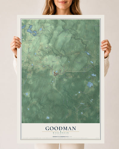 Map of Goodman, Wisconsin, 24 x 36 inch unframed archival matte print