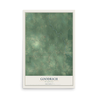 Map of Goodrich, Wisconsin, 12 x 18 inch unframed archival matte print