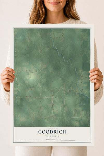 Map of Goodrich, Wisconsin, 18 x 24 inch unframed archival matte print