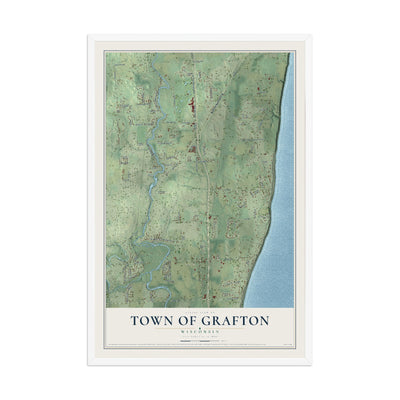 Map of the Town of Grafton, Wisconsin, 12 x 18 inch print in a white wood frame